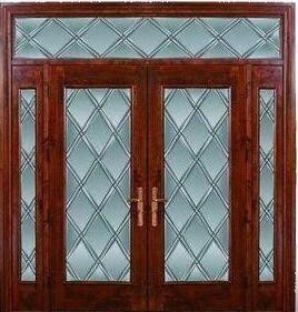 25.4MM 50MM Decorative Leaded Glass Triple Pane Windows For Noise Reduction Wooden Door