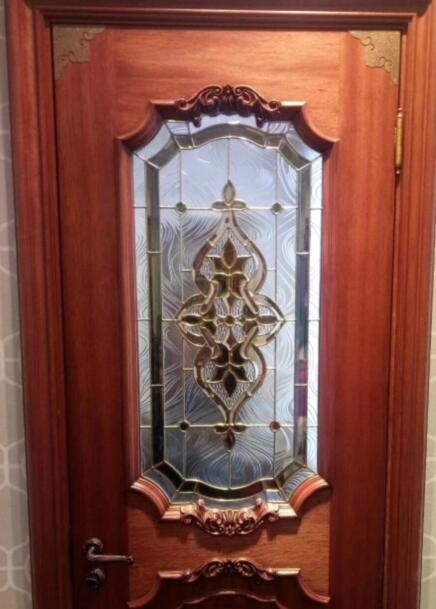 Custom Shapes Decorative Leaded Glass For Wood Door Antique Stained Glass  Panels