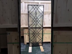 Inserts de porte en fer forgé 22*64 les plus vendus au Canada, verre avec barre d'acier 12*12 pour portes en fibre de verre