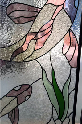 Custom Koi Design Entry Door Glass Insert Decorative Glass Panel Beveled Glass