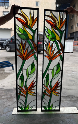 Panneau de verre décoratif figé gelé taché