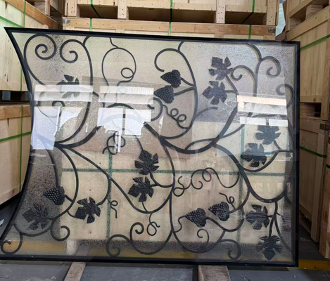 Des inserts en verre de porte en fer forgé sur mesure.